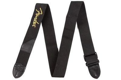 Ремень универсальный Fender Black Polyester Guitar Strap Yellow Logo