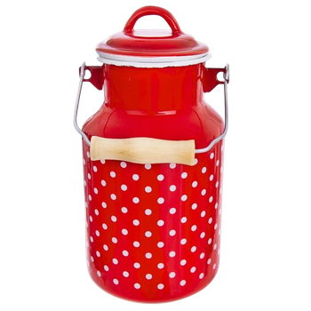Kanka na mleko Orion Tecka emaliowana czerwona w grochy 2 l (8592381160333)