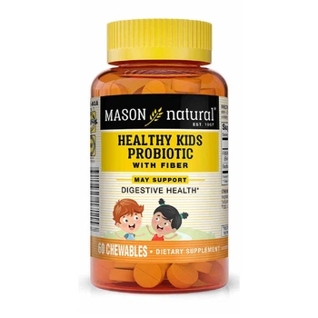 Пробиотик с клетчаткой для детей, Healthy Kids Probiotic With Fiber, Mason Natural, 60 жевательных таблеток