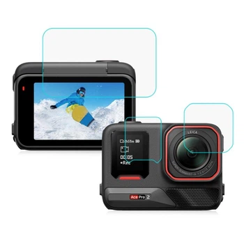 Защитный комплект для Insta360 Ace Pro 2 на экран и объектив, 9H 2.5D стекло и гидрогелевая пленка на маленький экран (73770)