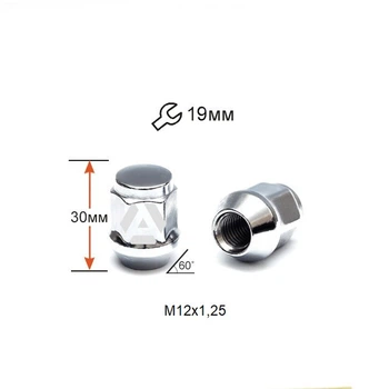 Гайка колесная A401344 М12х1, 25х30мм Конус (Matiz, Nissan, Niva, Subaru, Suzuki) закрыта Хром Ключ 19