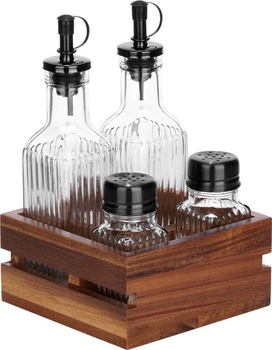 Zestaw dozowników Vilde do przypraw, na oliwę, ocet w stojaku 2 × 190 ml + 2 × 60 ml (5904316496982)
