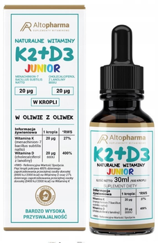 Вітаміни Altopharma Junior Натуральні вітаміни K2 + D3 30 мл (5903661237721)
