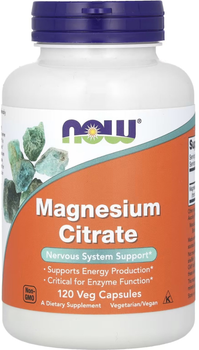 Suplement diety Now Foods Magnesium Citrate 400 mg 120 kapsułek (733739012944)