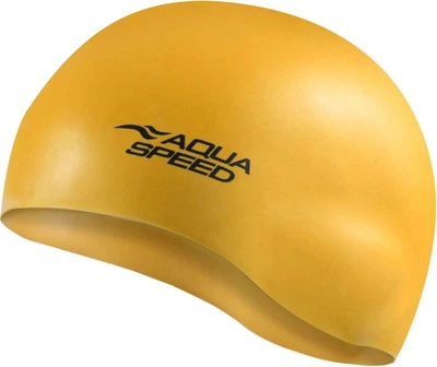 Шапка для плавания Aqua Speed темно-желтая силиконовая унисекс для бассейна защита от воды