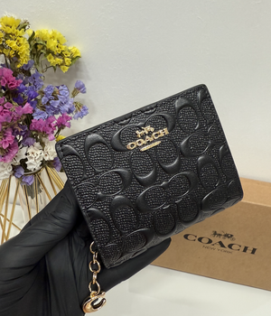 Гаманець Coach Snap Wallet In Signature Canvas чорний натуральна шкіра + подарункове пакування
