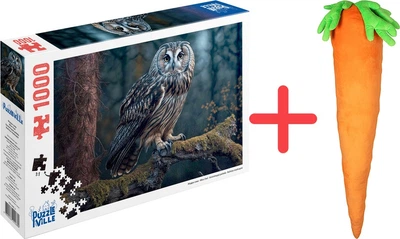 Набор Пазл Puzzle Мудрая сова 1000 элементов + Игрушка мягконабивная Inka Toys Сплюшка Морковь 28х188х24 см (4820266222680/4820266221263)