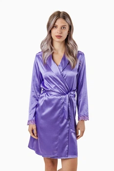 Халат женский атласный с длинны рукавами Felisiya Lingerie Сиреневый 70-1566т М