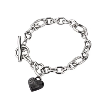 Браслет из ювелирной стали с сердце Steel Black женский