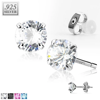 Сережки-гвоздиков Martini Stud из серебра 925 пробы с круглыми фианитом