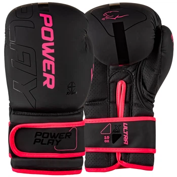 Боксерські рукавиці PowerPlay 3024 Ultra Mat Чорно-Рожеві 8 унцій