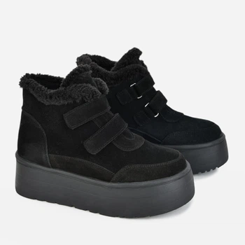 Ботинки зимние женские Paradize Shoes B-7600 чёрные 38 (24,7 см) замшевые