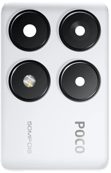 Стекло камеры Xiaomi Poco F6 Pro с рамкой белого цвета White High Copy