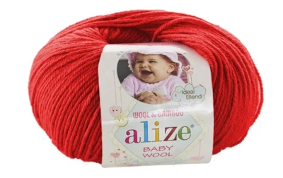 Пряжа для вязания Alize BABY WOOL 50 г цвет красный 56