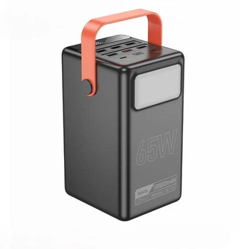 Повербанк для ноутбука Hoco DB03 Max 100000 mAh 65W 6USB/2Type-C Портативний зовнішній акумулятор Power Bank зі швидкою зарядкою та ліхтариком Black