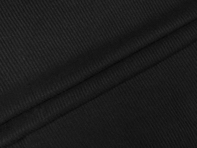 Ткань Бэби софт рубчик 2 мм, черный, пог. м. (б38, 2505070D, цв2)