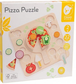 Drewniana układanka Classic World Pizza do Krojenia Warzywa 22 elementy (6927049040665)