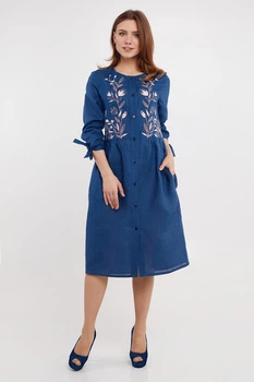 Жіноча лляна сукня-вишиванка Аніта Folk Moda M Синій (anta-300011142)