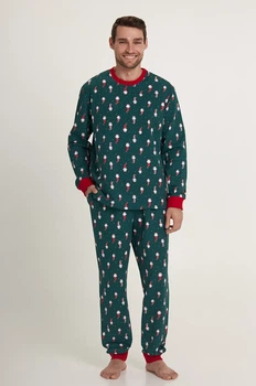 Пижама мужская с начесом новогодняя Рождественское настроение Ellen Family look Merry Christmas MPF 0582/08/02k XL Зеленый