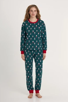 Пижама женская с начесом новогодняя Рождественское настроение Ellen Family look Merry Christmas LPF 0782/13/02k XL Зеленый
