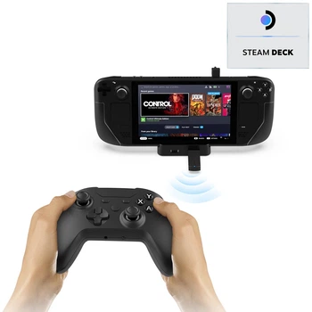 Беспроводной геймпад DOBE (2.4GHz USB-A ресивер, USB Type-C переходник) для консоли Valve Steam Deck / Nintendo Switch (NS OLED) / ПК, ноутбука / Android / накладки на стики контроллера, джойстика