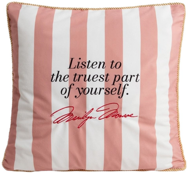 Poszewka Homla Monroe Carnival welurowa z nadrukiem w pasy Różowo-biała 45 x 45 cm (5906496723308)