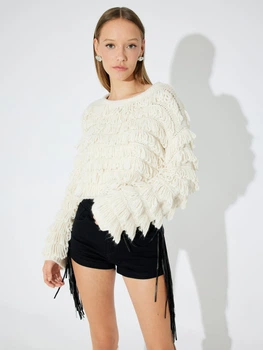Джемпер жіночий Koton 5WAK90514HT XL Молочний (8684291087494)
