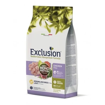 Полнорационный сухой корм Exclusion Light Chicken Medium&Large Breed с курицей для взрослых собак средних и крупных пород с избыточным весом и пониженной активностью или стерилизованных 3 кг
