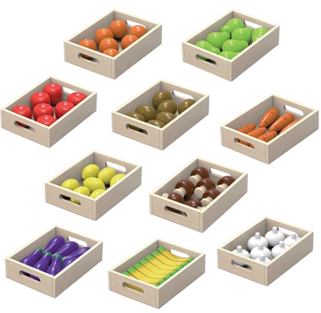 Набір дерев'яних овочів і фруктів Viga 10 ящиків 44523 (6927049021428) 