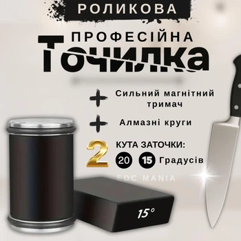 Алмазна роликова точилка (2 кута заточування) Black