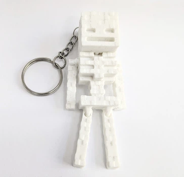 Брелок Finding Скелет моб з Майнкрафт Minecraft і подвійне кільце з ланцюжком Білий мармуровий 80 мм х 35 мм х 20 мм
