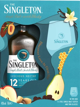 Виски The Singleton of Dufftown 12 лет 0.7 л 40% в подарочной упаковке + 2 стакана (5000281707114)