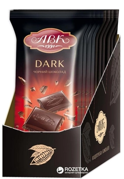 Упаковка шоколаду АВК Чорний 57% какао 90 г х 24 шт. (4823085722539)