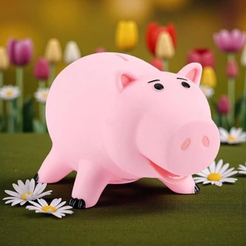 Скарбничка дитяча Свинка яскраво рожева пластикова Piggly bank