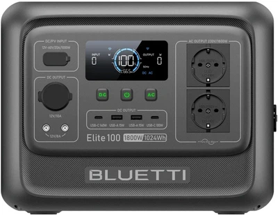 Зарядная станция Bluetti Elite 100 V2 / 1800 Вт / 1024 Вт⋅ч / LiFePO4 (P-EL100V2-EU-GY-BL-010)