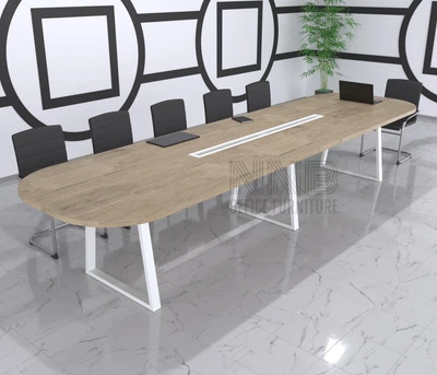Стіл для переговорів Mister Loft Анталія 550*100 на 18-20 осіб Дуб Харбор Золотий - Білий (57741152)