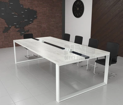 Стіл для переговорів Mister Loft Брюссель Glass Line 275*110 на 8-10 осіб Дуб Крафт Білий - Сірий (55740422)