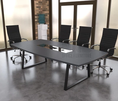 Стіл для переговорів Mister Loft Валенсія Glass Line 230*80 на 6-8 осіб Антрацит - Чорний (57850660)
