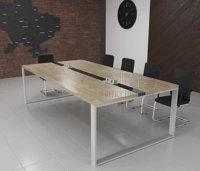 Стіл для переговорів Mister Loft Брюссель Glass Line 275*100 на 8-10 осіб Дуб Сонома Світлий - Білий (55740414)