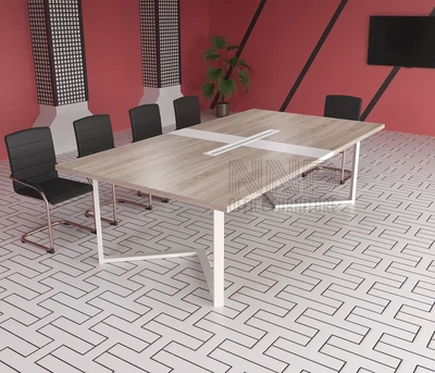 Стіл для переговорів Mister Loft Бруклін FL 220*100 на 6-8 осіб Дуб Сонома Світлий - Білий (55840250)