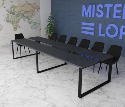 Стіл для переговорів Mister Loft Аскольд Glass Line 550*130 на 18-20 осіб Антрацит - Чорний (55860486)