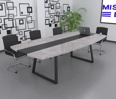 Стіл для переговорів Mister Loft Асканія 190*190 на 8-10 осіб Бетон - Чорний (57750169)