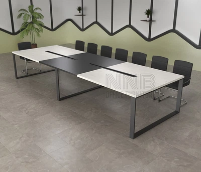 Стіл для переговорів Mister Loft Аскольд FL 550*110 на 18-20 осіб Скандинавське Біле Дерево - Чорний (55810601)