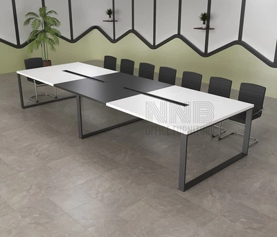 Стіл для переговорів Mister Loft Аскольд FL 550*120 на 18-20 осіб Білий - Чорний (55810609)