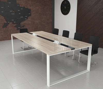 Стіл для переговорів Mister Loft Брюссель Glass Line 275*110 на 8-10 осіб Дуб Харбор Золотий - Сірий (55740437)