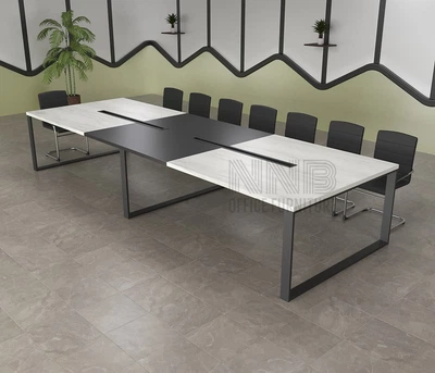Стіл для переговорів Mister Loft Аскольд FL 500*120 на 16-18 осіб Дуб Крафт Білий - Чорний (55810501)