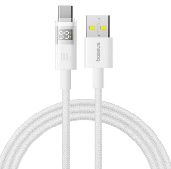 Кабель Baseus Display 2 Fast Charging Data Cable USB-A to USB-C 100W 1m White