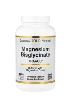 California Gold Nutrition, бісгліцинат магнію, з TRAACS®, 240 веганських капсул (100 мг в 1 капсуле)
