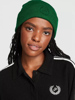 Шапка женская VS PINK Rib Knit Beanie зеленый one size