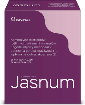 Дієтична добавка Jasnum USP Zdrowie 30 капсул на день + 30 капсул на ніч (5903031284218)